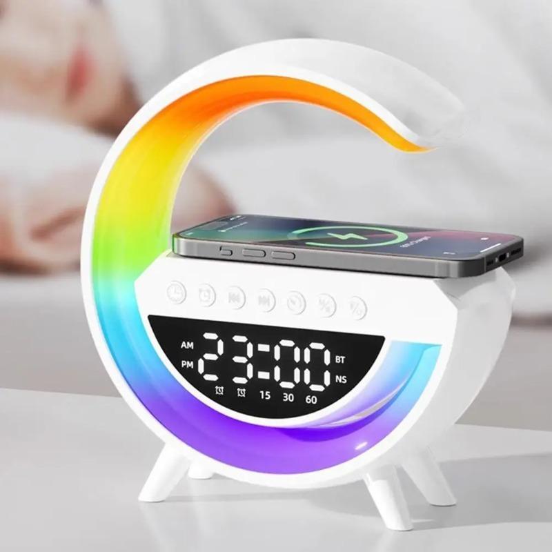 Bluetooth Speaker Wireless Charger Table Lamp RGB Alarm Clock Sound Box LED Portable Mini Party Loudspeaker
