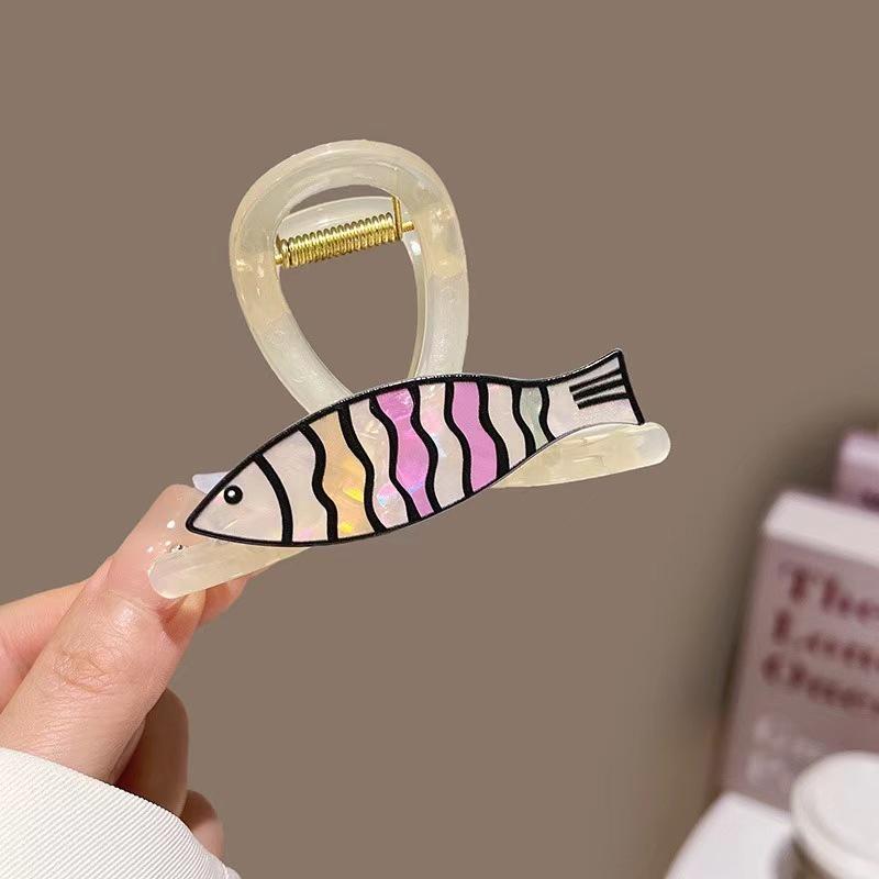 Korejská kreslená sponka do vlasů pes žralok: Štěněcí klip v kombinovaných barvách pro účesy vyčesané nahoru
