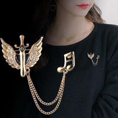 Broche de Cadena Accesorios para Traje de Hombre Pin de Moda Personalizado Pin Fijo Ropa Botón Británico Vintage Joyería de Metal