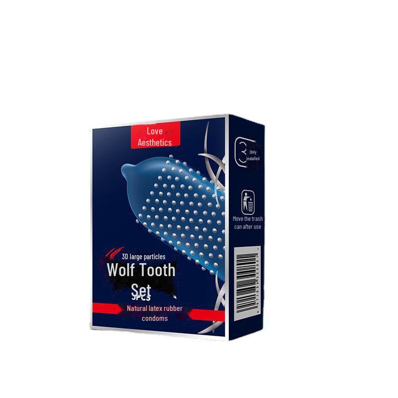Large 3D Particle Wolf Tooth Condoms (3 Pack) – Adult Family Planning & Sex Toys for Men