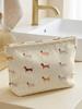 Dachshund patterned corduroy makeup bag, lightweight zipper pouch, multifunctional lined bag for cosmetics