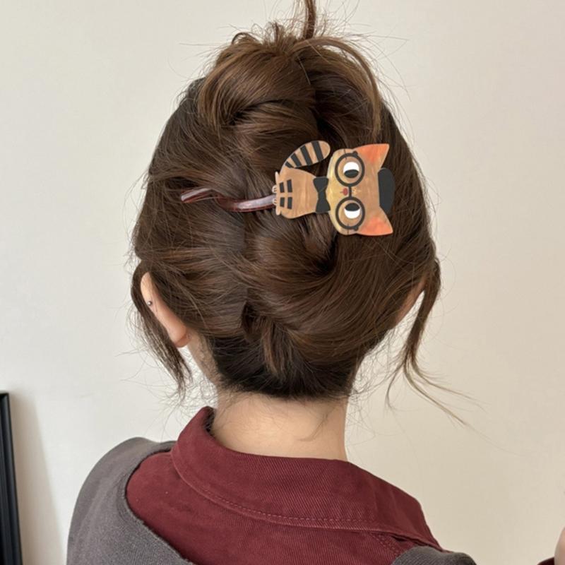 1PC Kitty Shaped Barrettes Nonslip Grip Lightweight Hair Accessories Acrylic Barrettes For Different Hairstyles