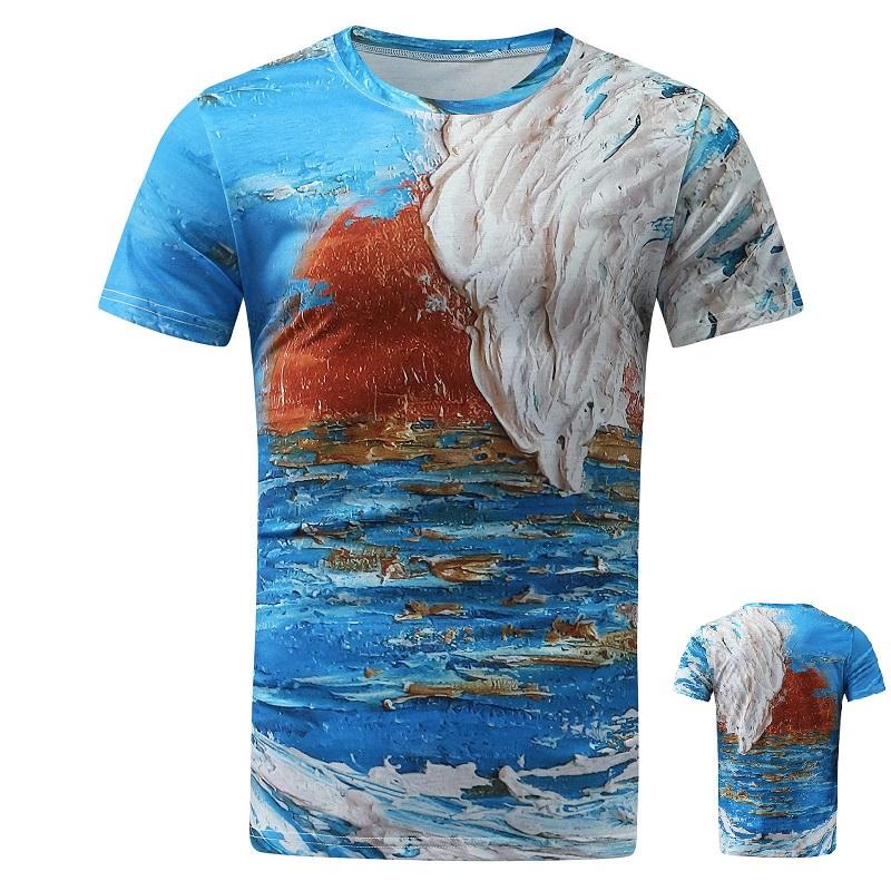 

Летний топ с круглым вырезом и 3D-принтом с художественным узором, модная повседневная мужская футболка с короткими рукавами 6XL