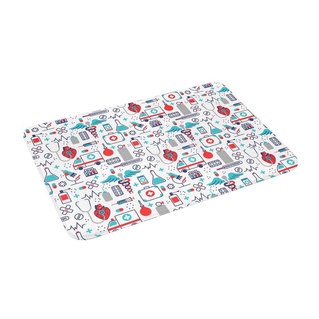 Cartoon Doctors Nurse Door Floor Bath Mats Anti-Slip Indoor Nursing Medical Pattern Doormat Garden Entrance Rug Carpet Footpad