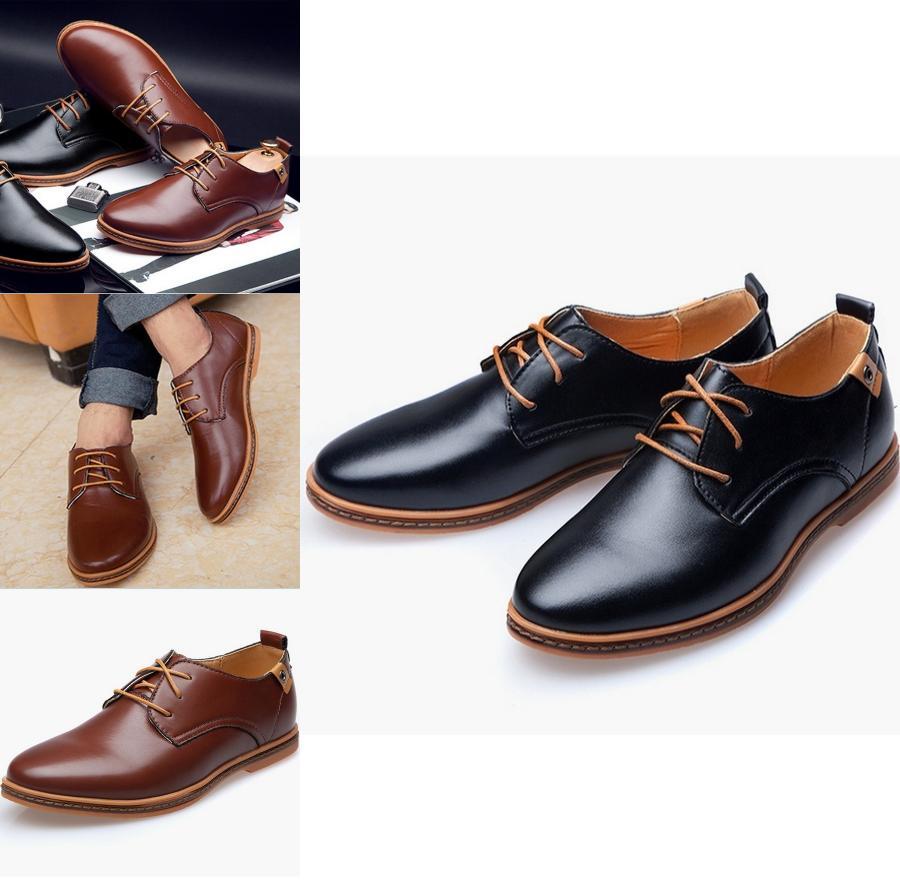 Premium Fashion Casual Pu Leather Men Business Shoes In Brown Black Blue Sizes 6-13