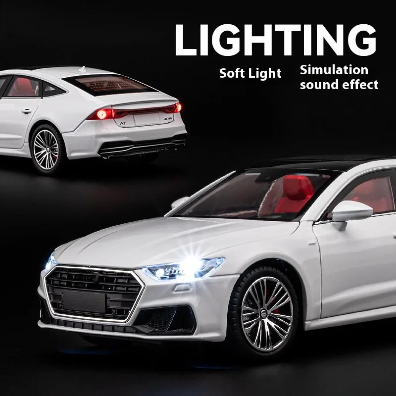 1/24 Scale A7 Limousine Alloy Diecast Model Car Sound & Light Toy for Kid Birthday Gift Box with Children Festival Present