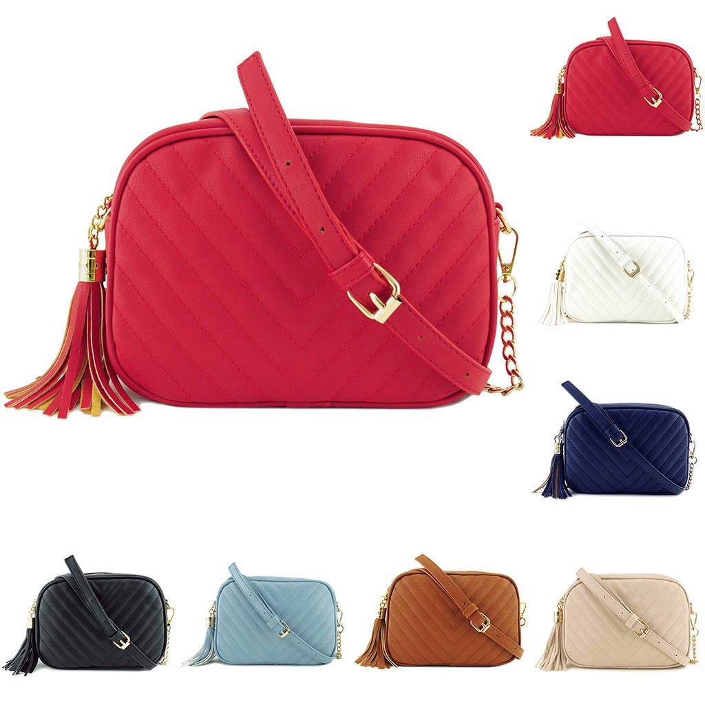 

Fashion Women Solid Color Zipper Tassel HnadBag Shoulder Bag Messenger Bag