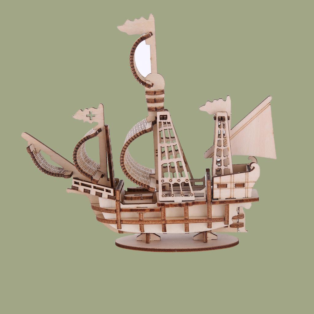 3D Puzzle Diy Wooden Toy Small Sailboat Assembly Model Adult Birthday Halloween Christmas Gift