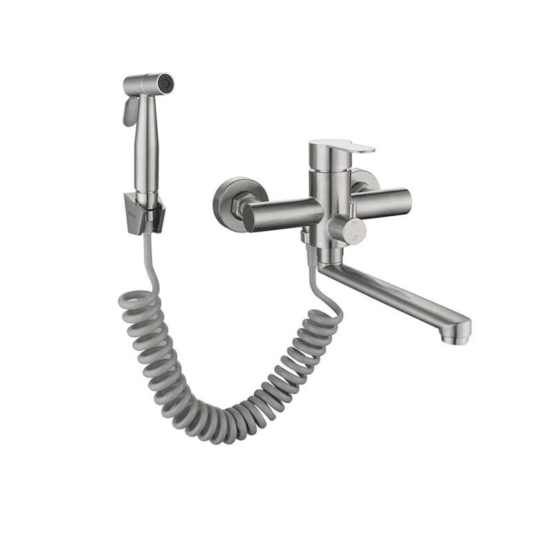 Brushed 304 Stainless Steel Wall-Mounted Kitchen Faucet