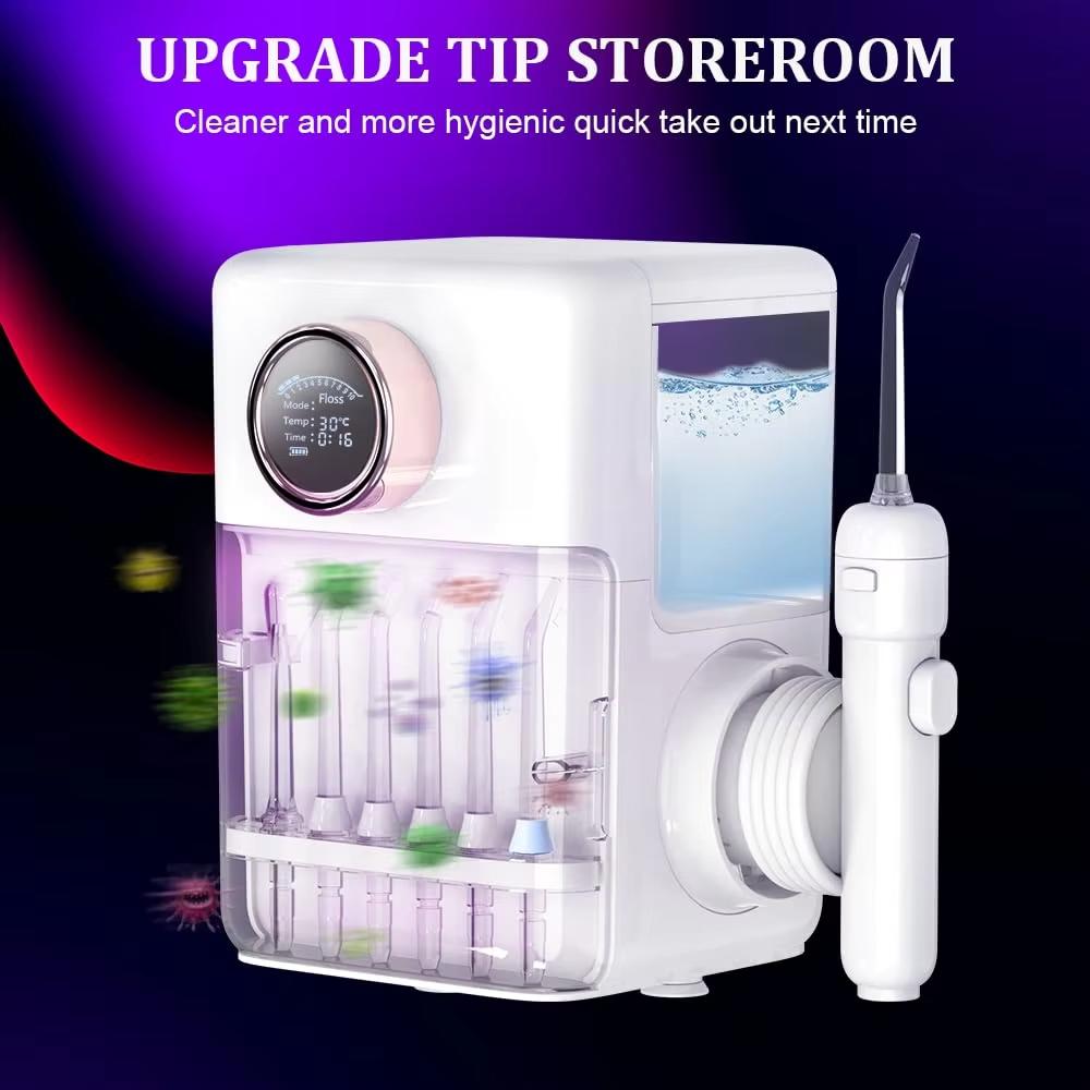 Hydropulseur 900mL Irrigateur Buccal avec 6 Embouts et 10 Niveaux de Pression, Soin Dentaire Portable pour la Famille, Nettoyeur de Dents Sans Fil