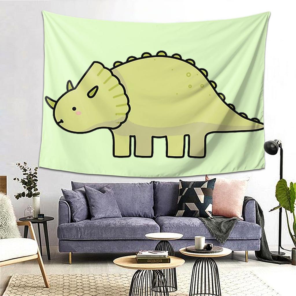 Little Dino Triceratops Dinosaur Illustration Tapestry Decoration Art Aesthetic Tapestries Bedroom Home Wall Cloth Wall Hanging