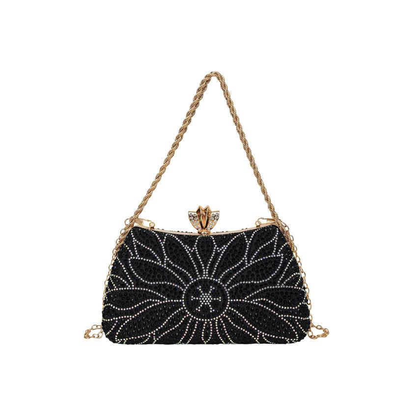 

2026 New Cross-Border Diamond Embellished Qipao Evening Bag Chinese Style Formal Dress Handheld Single Shoulder Chain Bag чёрный