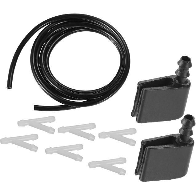 Windshield Washer Nozzle for Mercedes-Benz Sprinter Durable No.2E1955985 Windscreen Washer Sprayer Nozzle Black Front with Hose and Connectors 1 Set