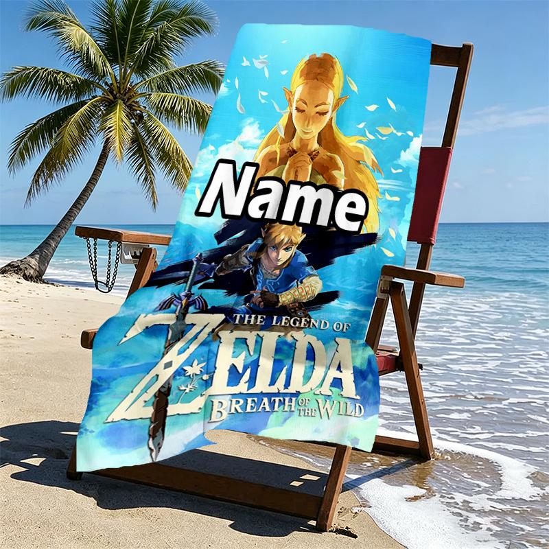 Custom Name Personalized Video games Print Beach Towel, for Trip Camping Beach Party Home Decor, Birthday Gift for Family & Friends