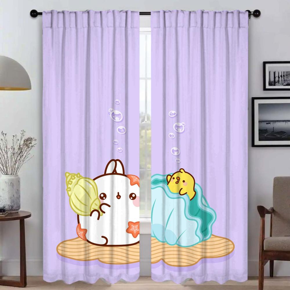 Set Of 2 Halloween Decoration Molangs Kitchen Curtains Living Room Curtain Blinds Home Interior Shades Partition Polyester Perfect For Area