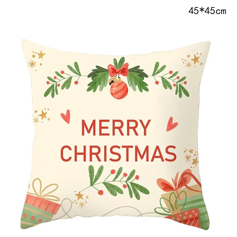 Federa per Cuscino di Natale Cartone Animato Babbo Natale Pan di Zenzero Auto Copricuscino Ghirlanda di Natale Casa