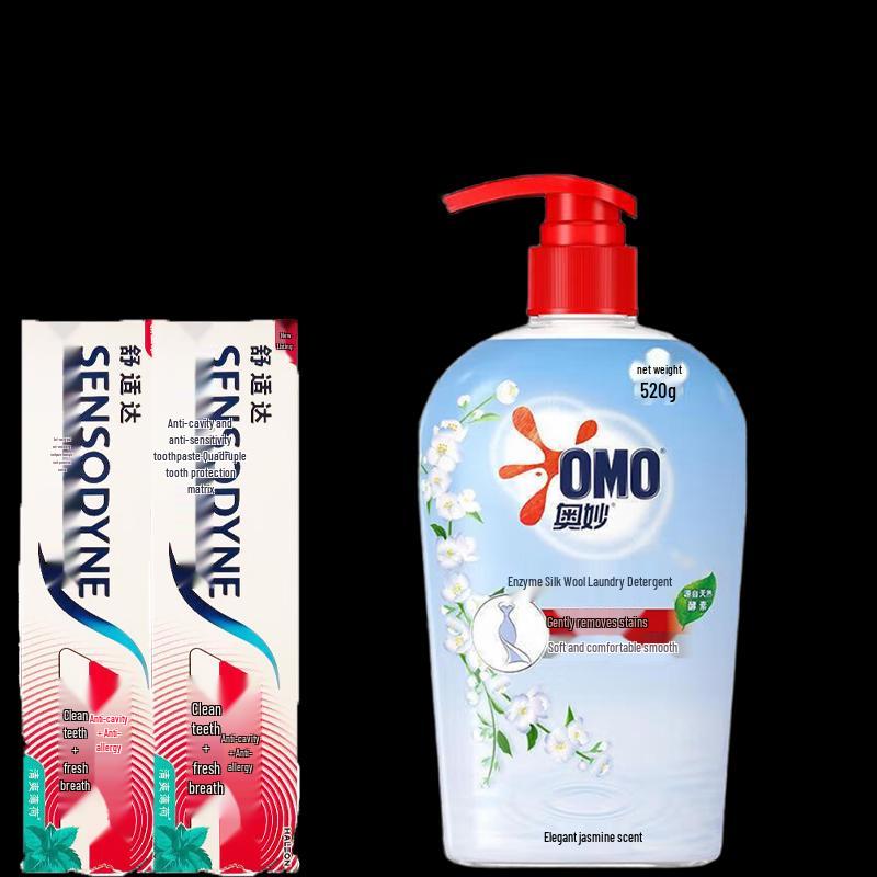 Sensodyne Fresh Toothpaste (2-Pack) & OMO Silk & Wool Laundry Detergent Bundle