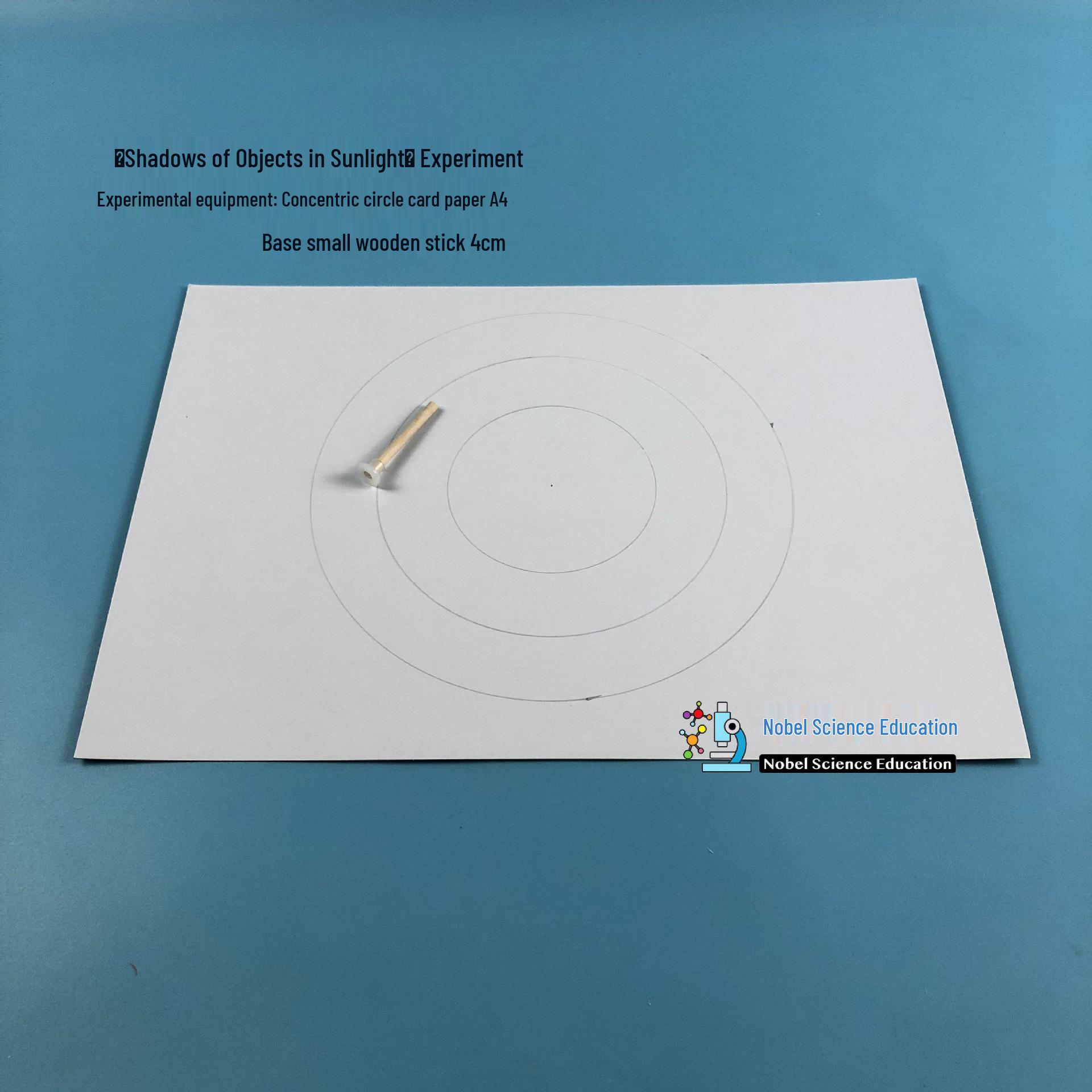 A4 Concentric Circle Cardboard Base with Small Wooden Stick for Shadow Experiments белый