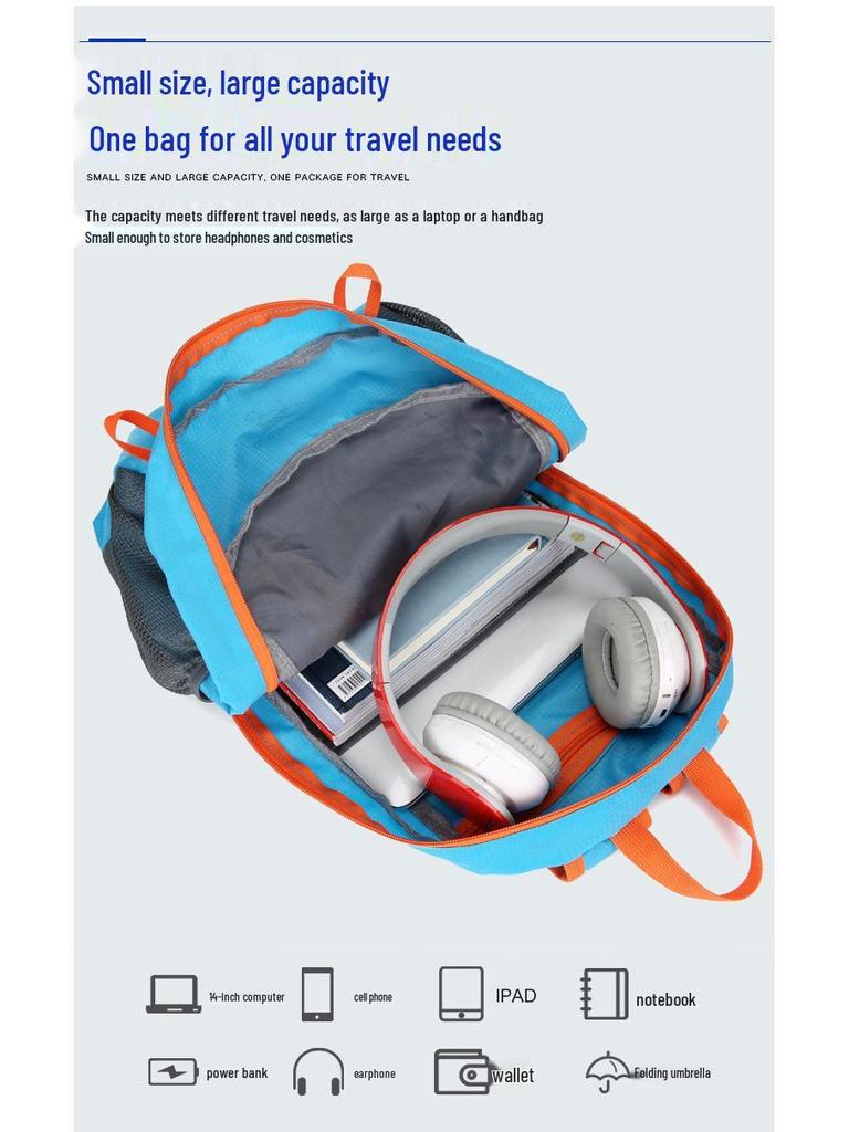Lightweight Foldable Waterproof Backpack for Outdoor Travel, Hiking, Cycling, and Sports with Large Capacity