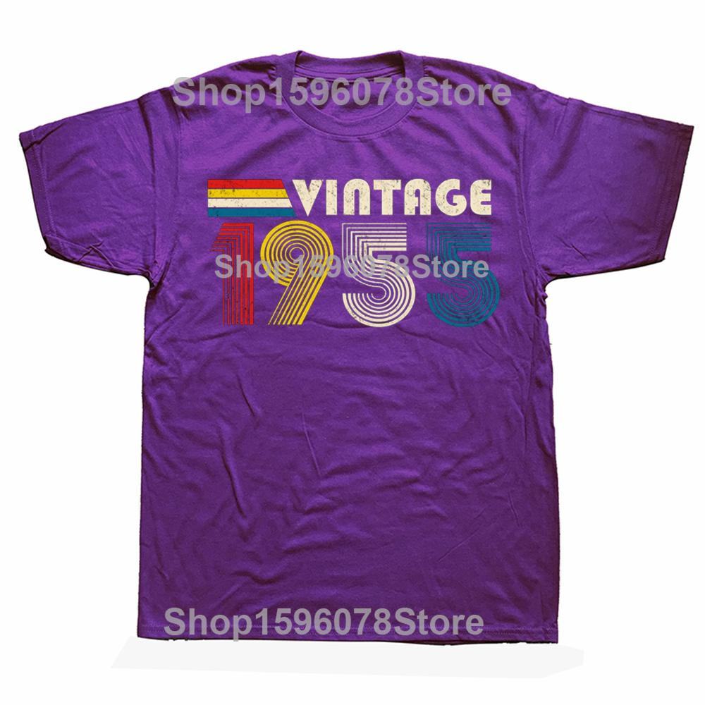 Funny Vintage 1955 70th T Shirts Cotton Short Sleeve Birthday Gifts Mens Clothing Fashion Casual Loose Oversized T Shirt