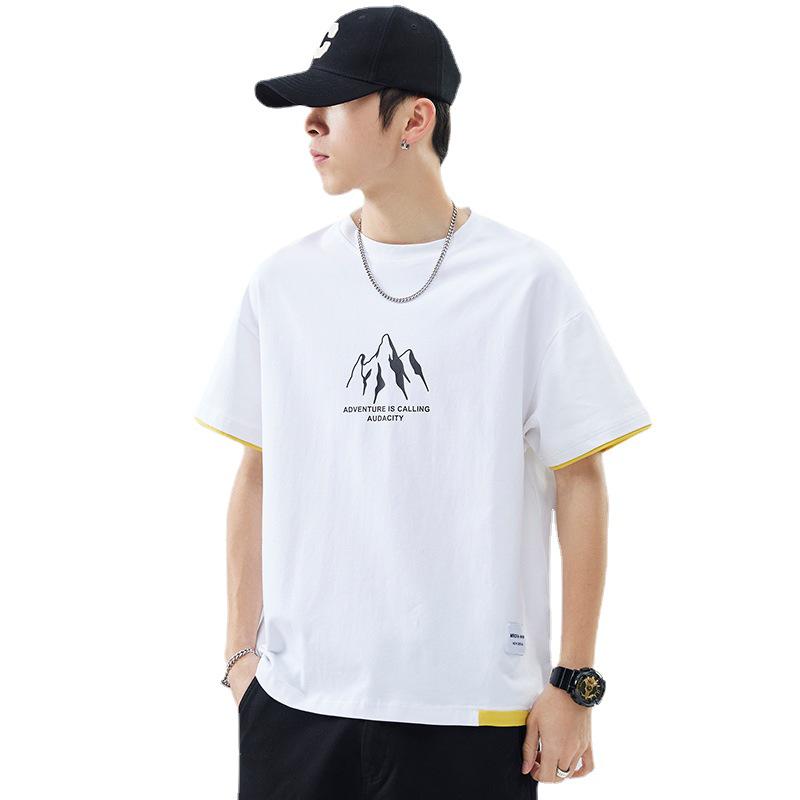 Men's Casual White Short-Sleeve Summer T-Shirt