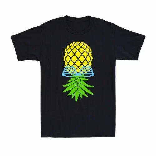 Upside Down Pineapple Shirt Swinger Pineapple Funny Graphic Men's T-Shirt Black