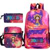 New Animation One Piece Printed Backpack for Primary and Secondary School Students Large Capacity School Bag Combination Three-piece Set