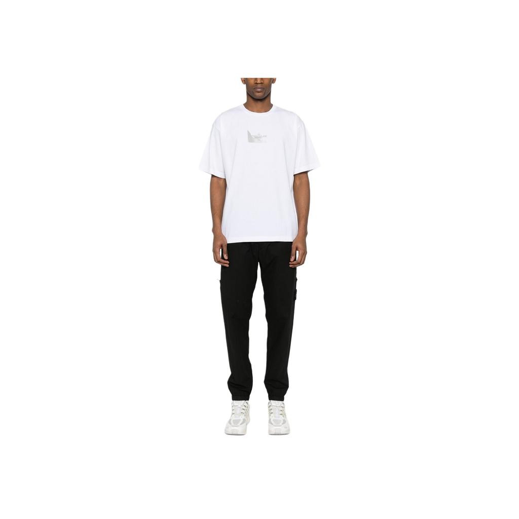 STONE ISLAND Solid Color Printed Pattern Crew Neck Short Sleeve T-Shirt Men Tops White 80152RC88-V0001