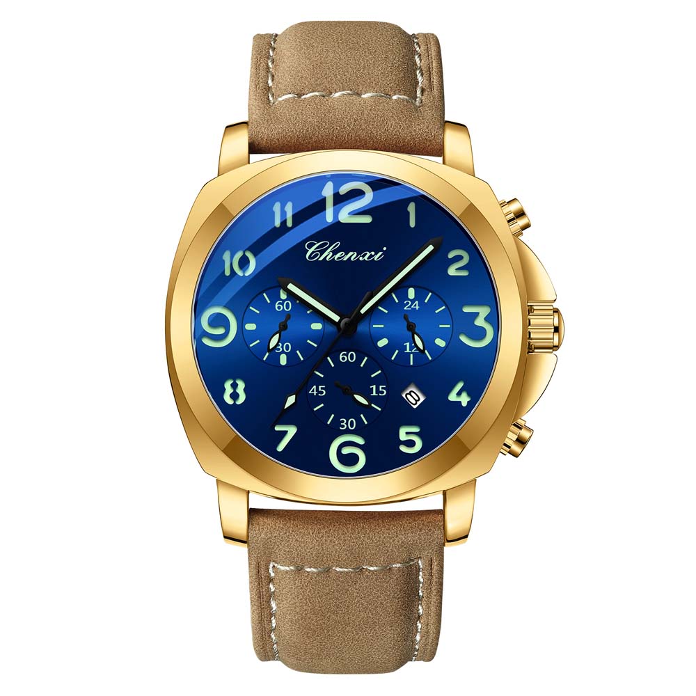 Fashion Watch For Men Waterproof Luminous Chronograph Man Watch Leather Military Men's Quartz Watches Reloj