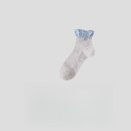 Plaid Ruffle Socks Women Japanese Fashion Black White Gray Short Socks Cotton Breathable Sweet Girl Lolita Kawaii Low Tube Socks