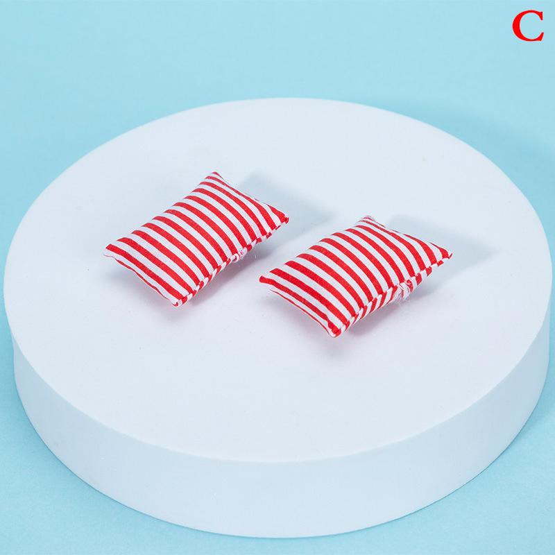 2Pcs 1:12 Dollhouse Mini Furniture Cloth Sofa Pillow Doll House Home Furnishings