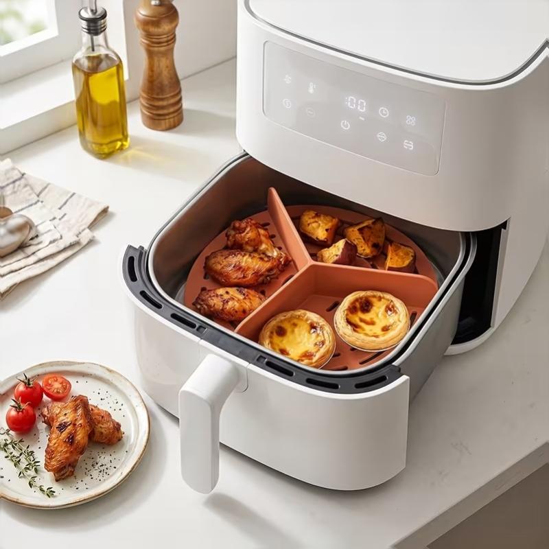 Silicone Triangle Separator For Air Fryer, Bowl Liner Accessory, Fits Most Round Silicone Bowls, Zone Separation To Prevent