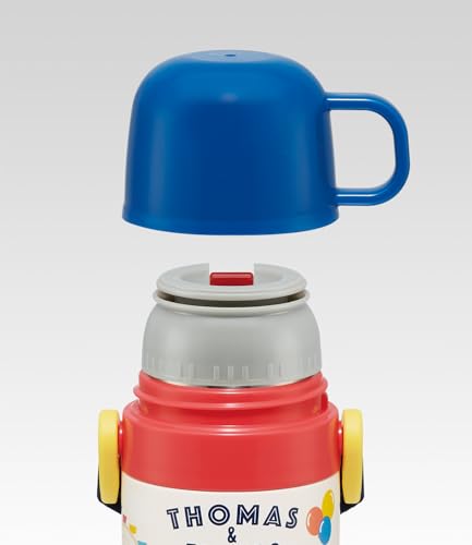 Skater Children's Water Bottle, 2-Way, 470ml (Direct Drinking) or 430ml (Cup Drinking), Thomas the Tank Engine Design, Stainless Steel, Insulated, Lig