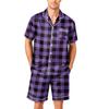 Men's Short Sleeve Pajama Set Button Down Shirt with Notched Collar and Matching Shorts Soft Lightweight Lounge Sleepwear S-XXXXL