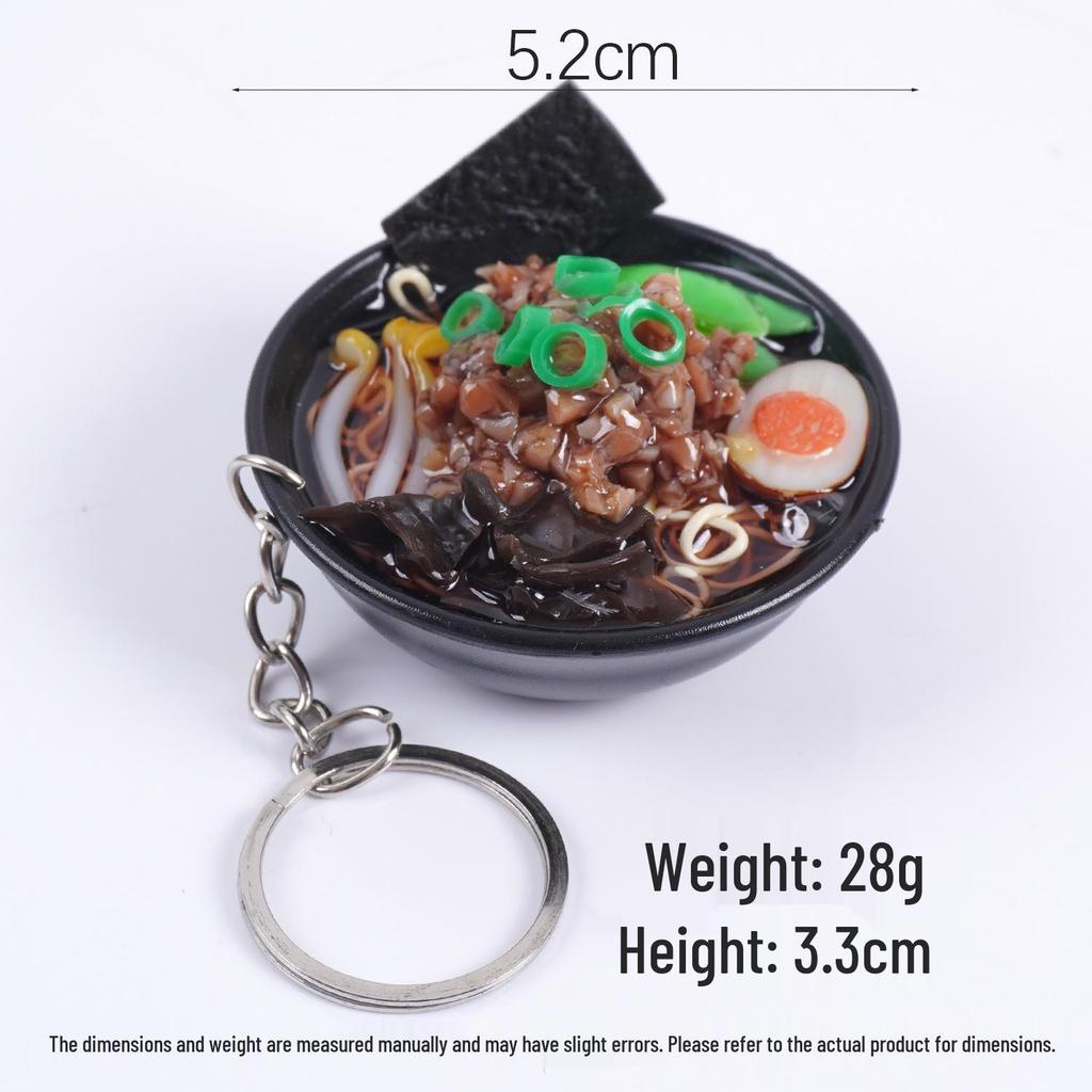 Japanese Ramen Keychain: Large Seafood Noodle Bowl Pendant and Claw Machine Toy
