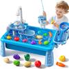 Wassertisch Spielspülbecken Spielzeug für Kinder 2 3 4 5 6 Jahre - Outdoor-Küche mit fließendem Wasser, Angelspiele, Kleinkind Wassertischspiel (blau)