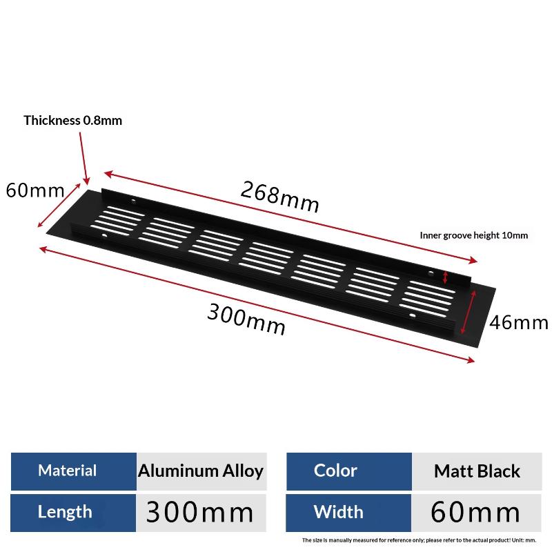 1Pcs Household Air Vent Grille Wall Ventilation Cover Wardrobe Parts 50/60/80mm*150-500mm Aluminum For Cupboard DIY Accessories