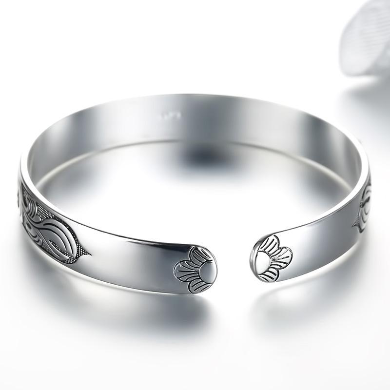 Silver Color Cuff Bracelet for Women Vintage Fashion Plum Flower Party Accessories Thai Silver Jewelry Gifts