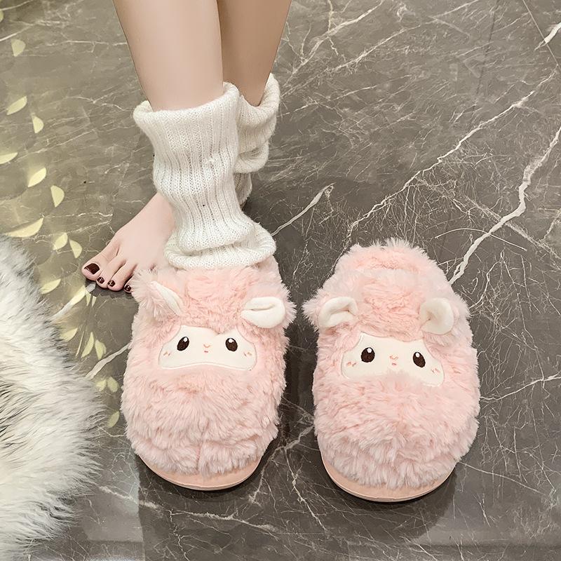Confinement Baumwollpantoffeln Damen niedlich Lamm Herbst und Winter neu Plüsch warm Zuhause Indoor dicksohlige Pantoffeln