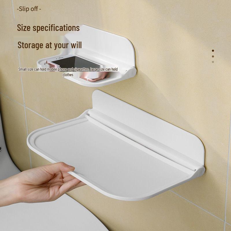 Wall-Mounted Foldable Bedside Storage Rack and Phone Holder