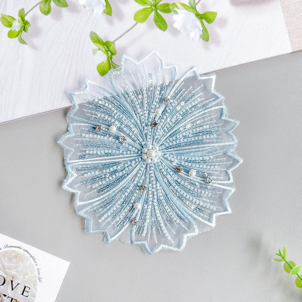 Exquisite Multi-Color Handmade Beaded Rhinestone Embroidered Flower Dress Top Bag Decorative Cloth Sticker Accessories