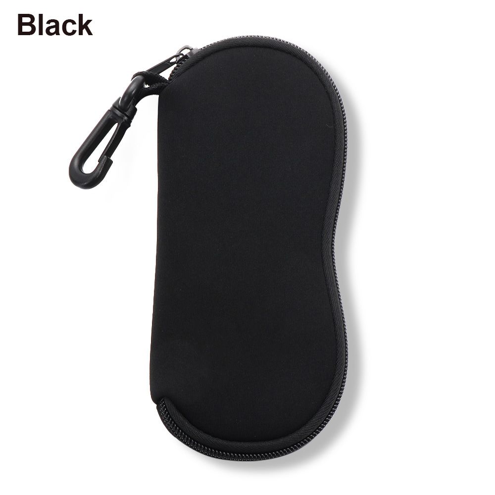 Soft Sunglasses Case with Carabiner, Ultra-Light Portable Neoprene Zipper Glasses Case, Safety Zipper Eyeglass Pouch чёрный