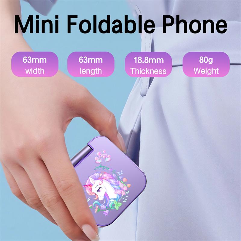 Ny i16 Pro Søt Flipblokk Mobiltelefon Doble SIM-kort 1,77" Skjerm Hurtigtaster Magisk Stemme Svarteliste Mini Boks Mobiltelefon 3,5 mm Jack