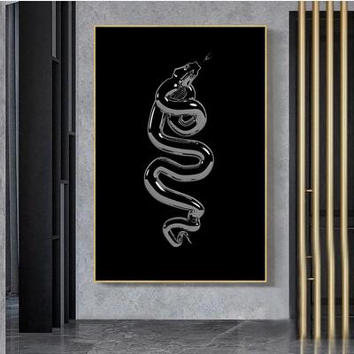 Animal Art Black Poison Snake Statue Sculpture Canvas Painting Wall Art Posters Prints Wall Picture for Living Room Home Cuadros