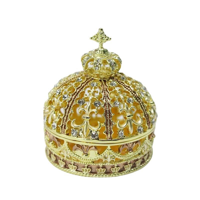 Enamel Craft Alloy Crown Jewelry Box European and American Wedding Ring Storage Box Ornament Wedding Decoration Ornament