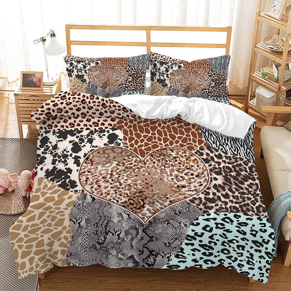 Kit Leopard Animal Digital Printing Quilt Cover Two Or Three Piece Set