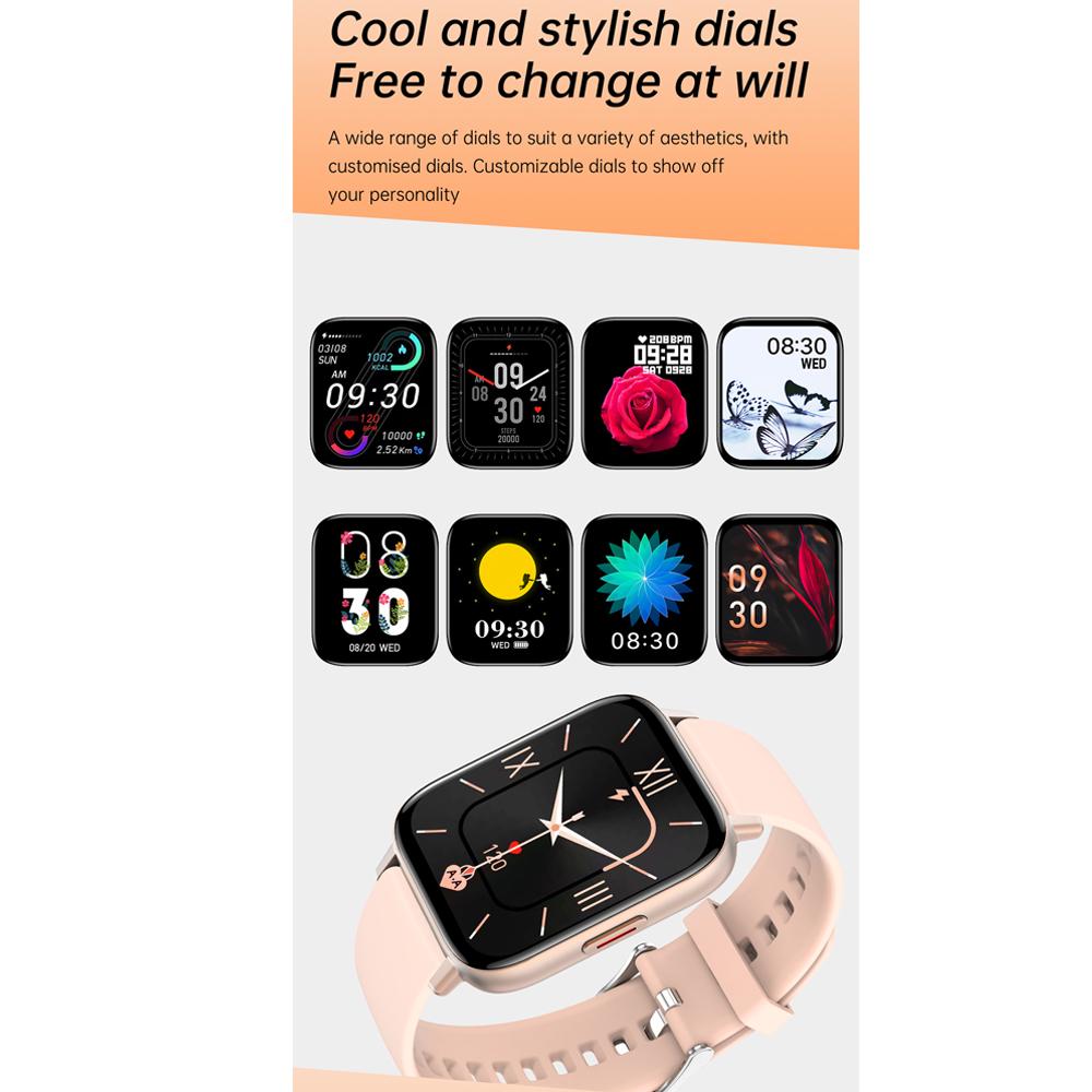 1.69 Inch Blue Tooth Call Smart Watch Blood Pressure Oxygen Monitor Diy Dials Heartrate Tracker Smartwatch Women Men Pk P8