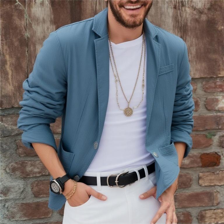 Giacca Blazer Suit da Uomo Traspirante in Lino e Cotone per Uomo Cappotto per Estate Business Abbigliamento Maschile Leggero