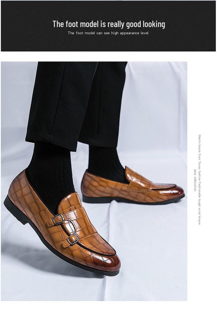 Men's Plus Size Leather Monk Loafers: Double-Stitched, Casual, Sizes 38-48, Perfect for Weddings