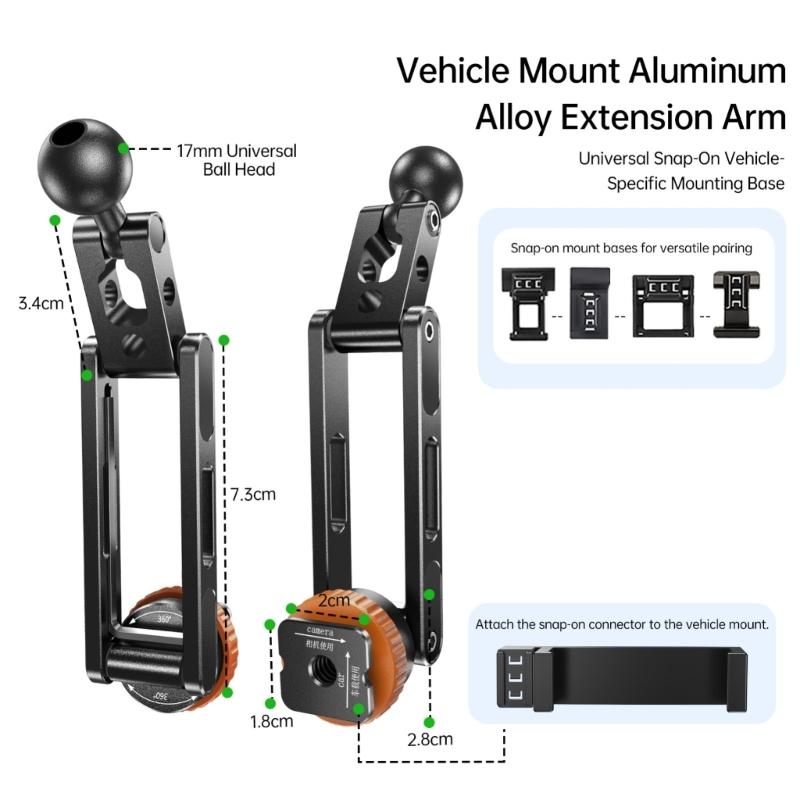 Adjustable Car Mobile Phone Mount Base 17mm Ball Head Adapter Fit 1/4 Tripod Screw Hole For Secure Device Positioning